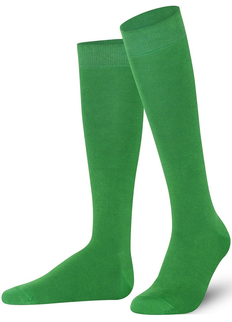 Mysocks Knee High Socks for Women Men Combed Cotton Seamless Toe Tall Long High Socks Green,4-7 - Image 1